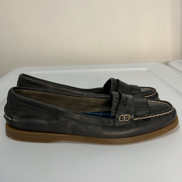 Sperry Women's Leather Penny Loafers Charcoal Black Size 8 Top Sider Preppy Lux - Picture 4 of 15